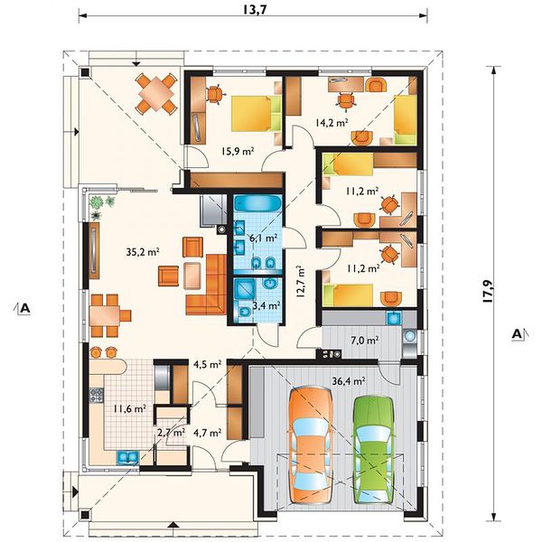 План 1 этажа дома CDH-6285-75 План 1 этажа дома CDH-6285-75
