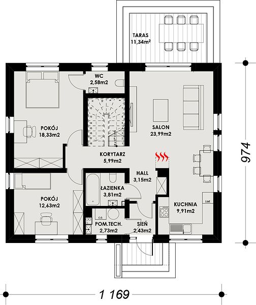 План 1 этажа дома FAH-9934-51 План 1 этажа дома FAH-9934-51