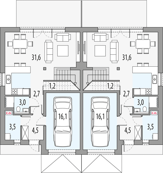 План 1 этажа дома HFD-5954-73 План 1 этажа дома HFD-5954-73