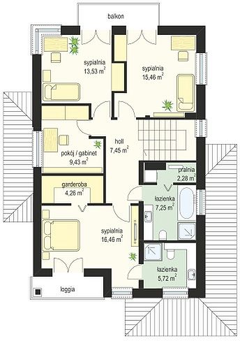 План 2 этажа дома CAD-3437-34 План 2 этажа дома CAD-3437-34