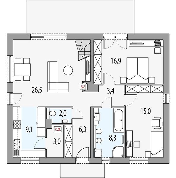 План 1 этажа дома EBH-3926-34 План 1 этажа дома EBH-3926-34