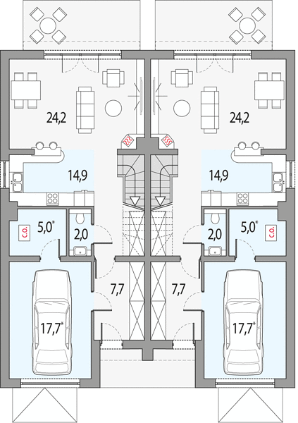 План 1 этажа дома DBG-8389-28 План 1 этажа дома DBG-8389-28