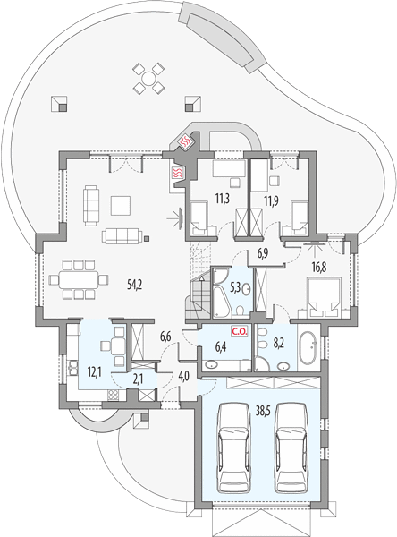 План 1 этажа дома DEF-7391-36 План 1 этажа дома DEF-7391-36