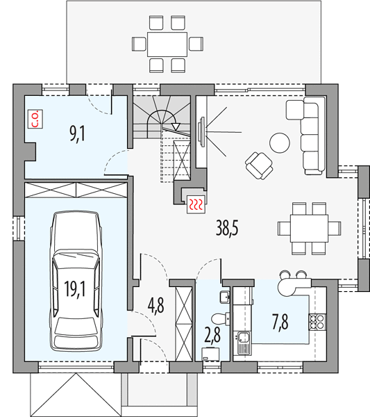 План 1 этажа дома AKB-7934-83 План 1 этажа дома AKB-7934-83