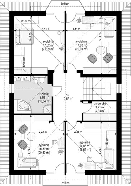 План 2 этажа дома BCK-1485-25 План 2 этажа дома BCK-1485-25