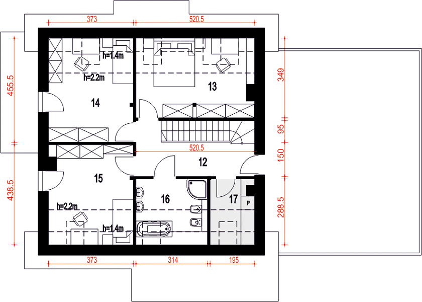 План 2 этажа дома BBK-3854-21 План 2 этажа дома BBK-3854-21