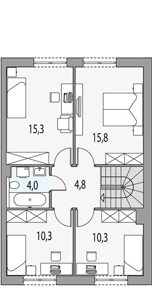 План 2 этажа дома GCE-9153-47 План 2 этажа дома GCE-9153-47