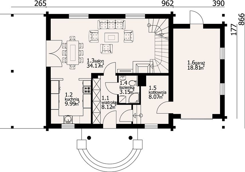 План 1 этажа дома EHA-3555-85 План 1 этажа дома EHA-3555-85