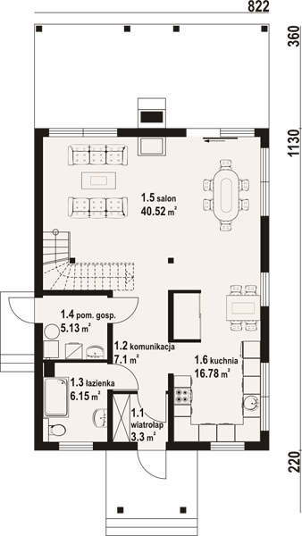 План 1 этажа дома HFF-2245-56 План 1 этажа дома HFF-2245-56