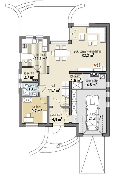 План 1 этажа дома HCD-6385-88 План 1 этажа дома HCD-6385-88