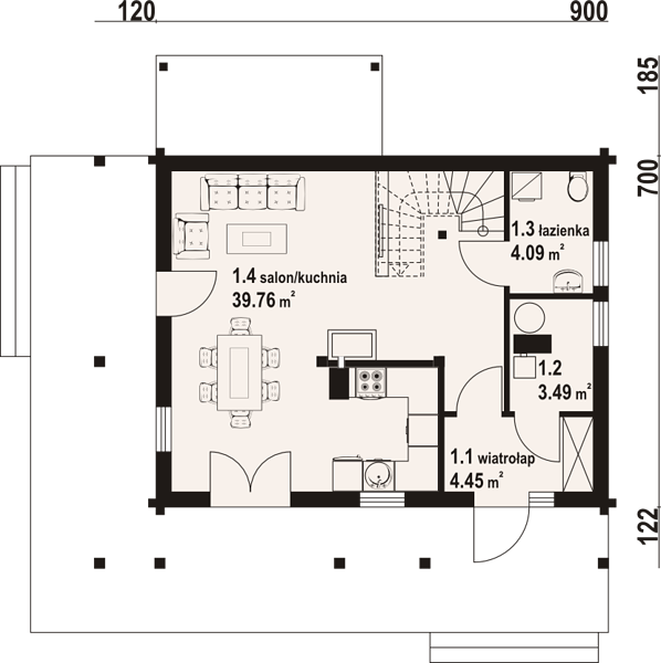 План 1 этажа дома ECF-4236-52 План 1 этажа дома ECF-4236-52