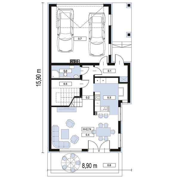 План 1 этажа дома CDH-2318-81 План 1 этажа дома CDH-2318-81