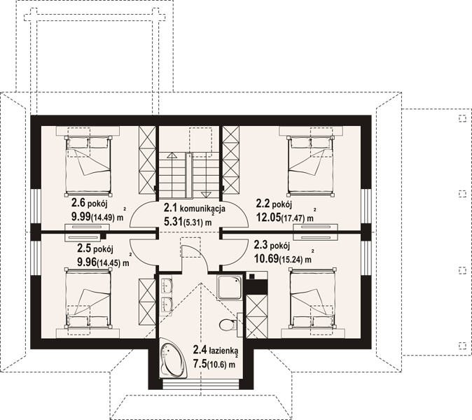 План 2 этажа дома HFG-5245-76 План 2 этажа дома HFG-5245-76